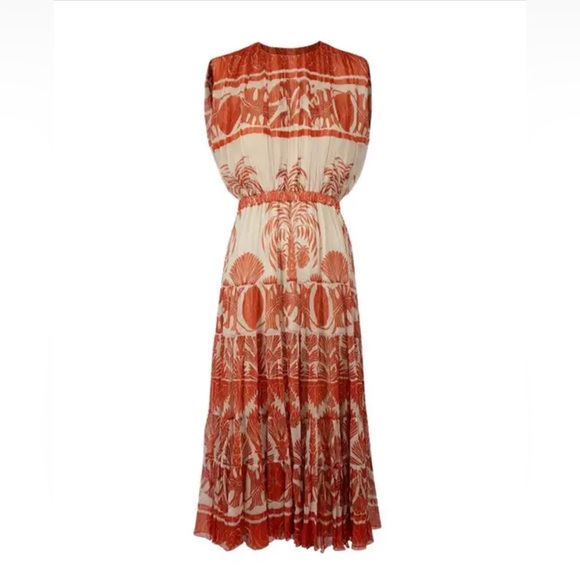JOHANNA ORTIZ The cordillera print MIDI PRINT CREPÉ MIDI DRESS brand new/No tags - Picture 4 of 16